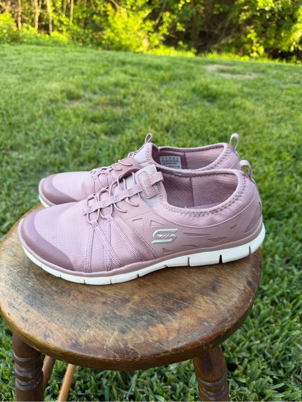Women’s Skechers Air Cool Memory Foam Slip On Shoes Pink Mauve Comfort Size 11